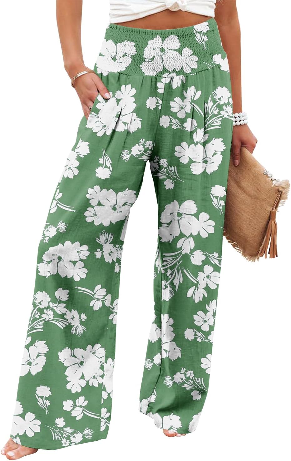 Angerella Palazzo Pants, Stylish Womens Elastic High Waisted Trousers, Comfortab...