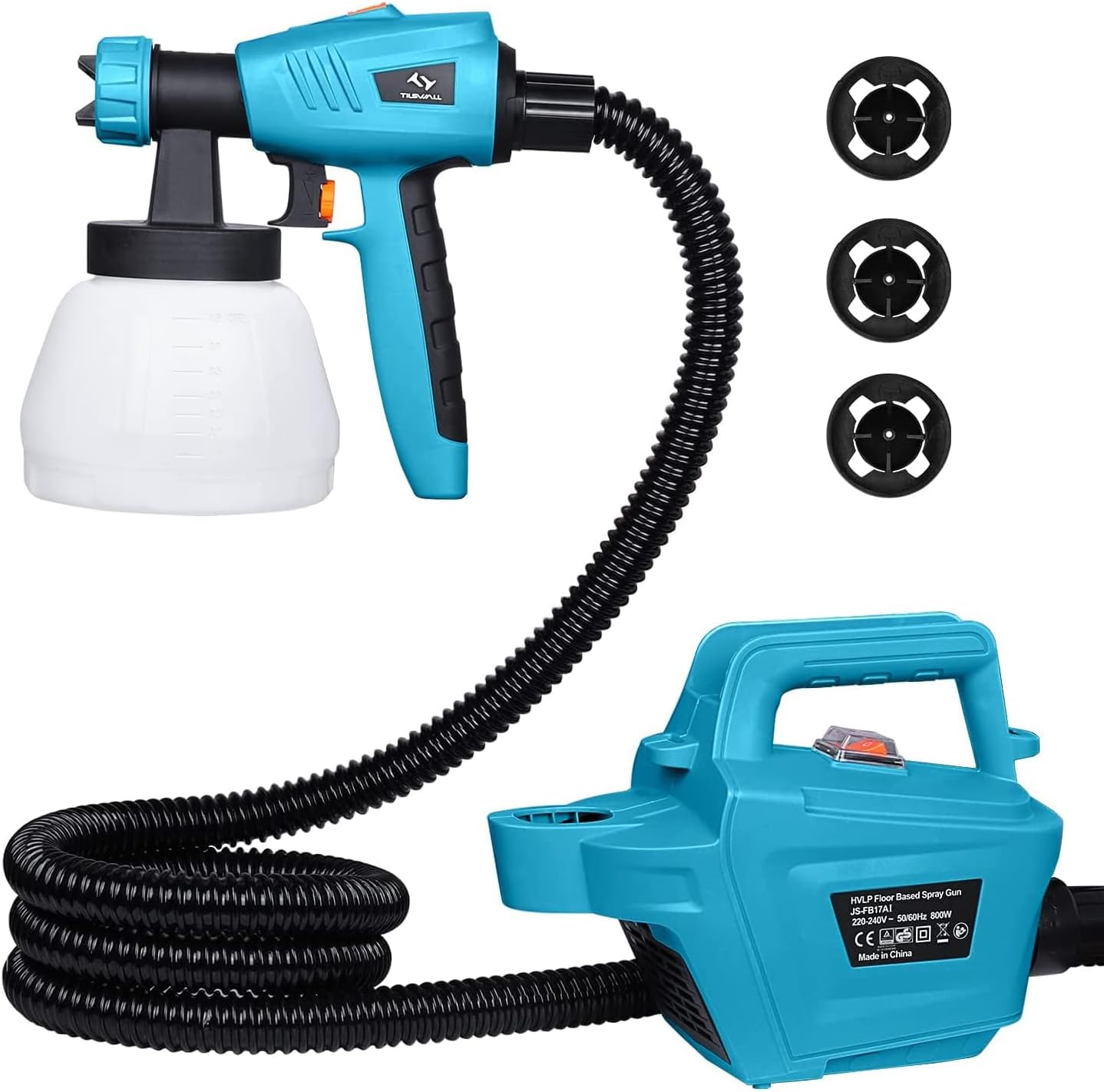 Fence Paint Sprayer Tilswall Pro 800W, Electric HVLP Paint Spray Gun with 3 Nozz...