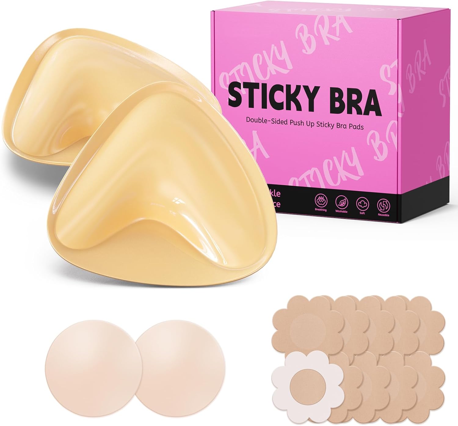 Ultra Push up Sticky Bra Pads Inserts | Double Sided Adhesive Bra Inserts | Stic...