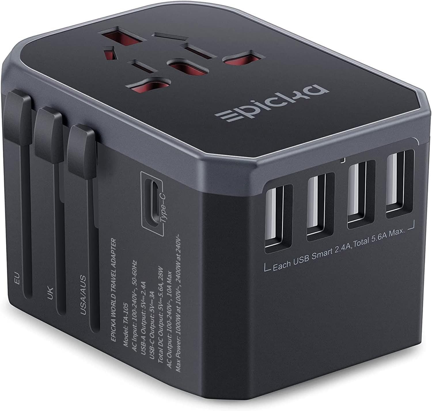 EPICKA Universal Travel Adapter, European Travel Plug Adapter - International Po...