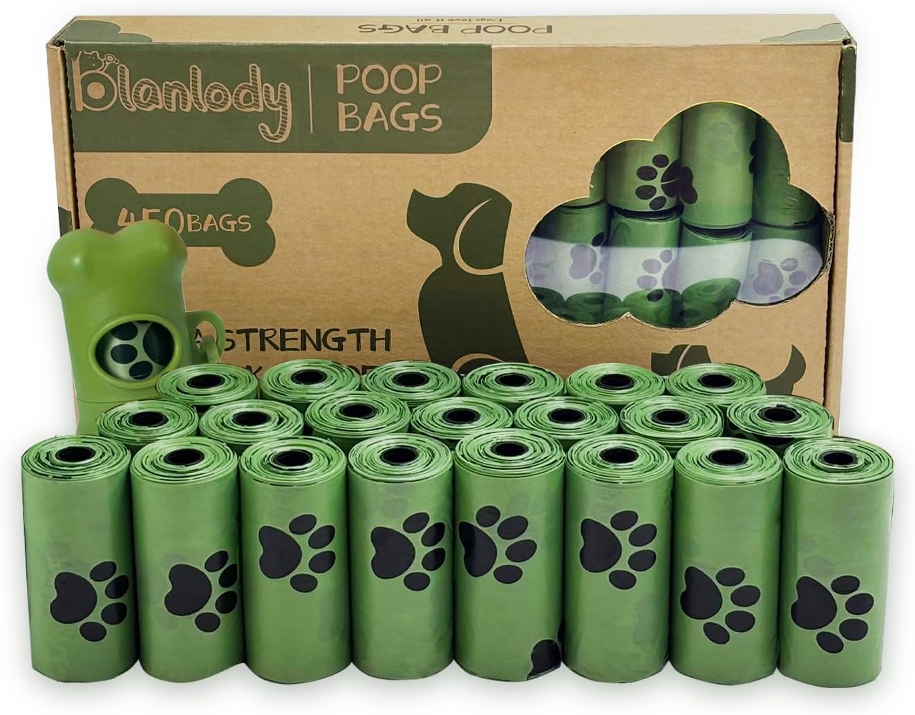 Biodegradable Blanlody Poo Bags, Special Dog Poop Bags with Leak Proof Design, I...