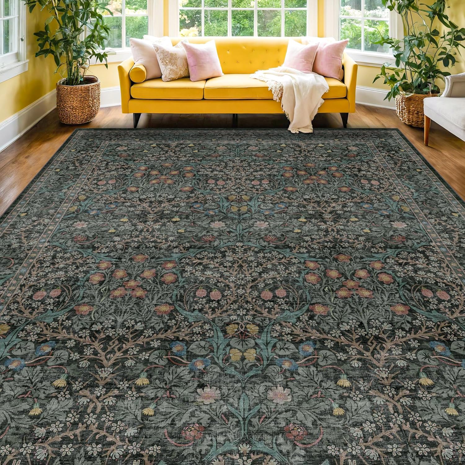 High-Quality Washable Dark Green Rug, Special Area Rug for Living Room, Innovati...