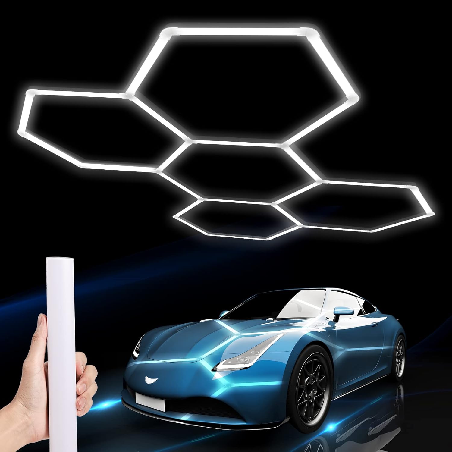Hexagon LED Garage Light: 25 Pack Updated Bigger Size, 26400LM Super Bright Car...