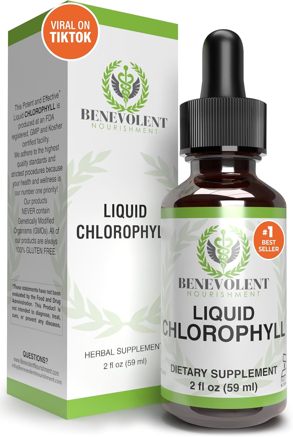 Benevolent Chlorophyll Liquid Drops – Organic Chlorophyll Drops for Detox & Immu...