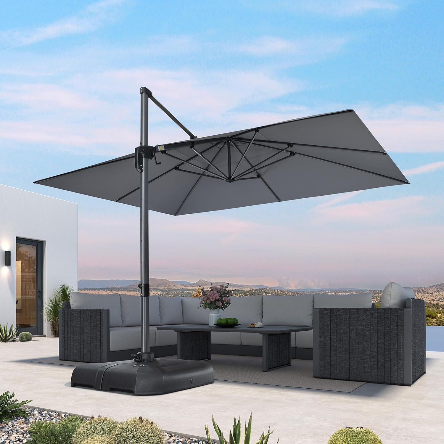 Unique PURPLE LEAF Patio Umbrella, Innovative Outdoor Cantilever Rectangle Umbre...