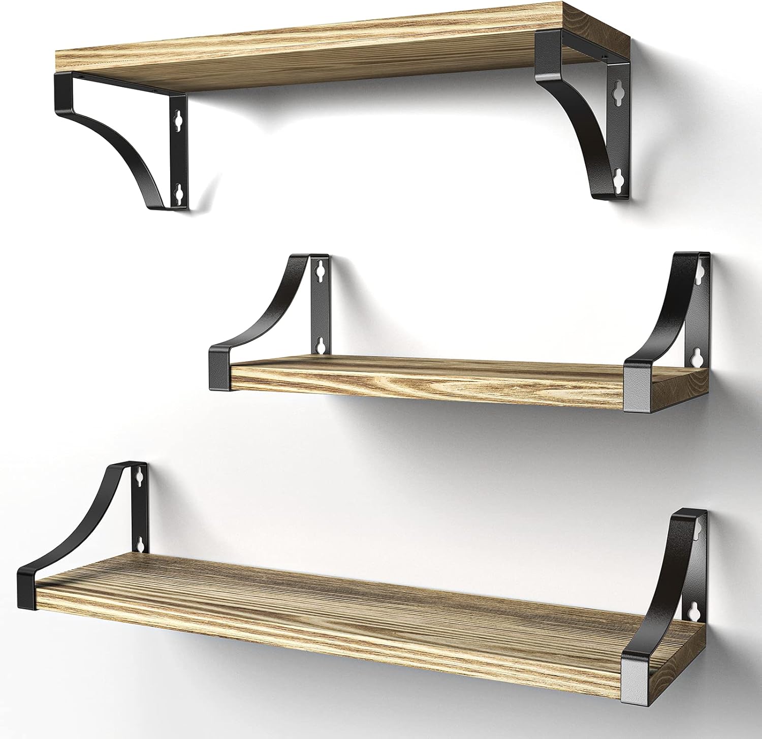 Pipishell Floating Shelves Wall Mounted Shelf, Paulownia Wood Wall Shelves, Wood...