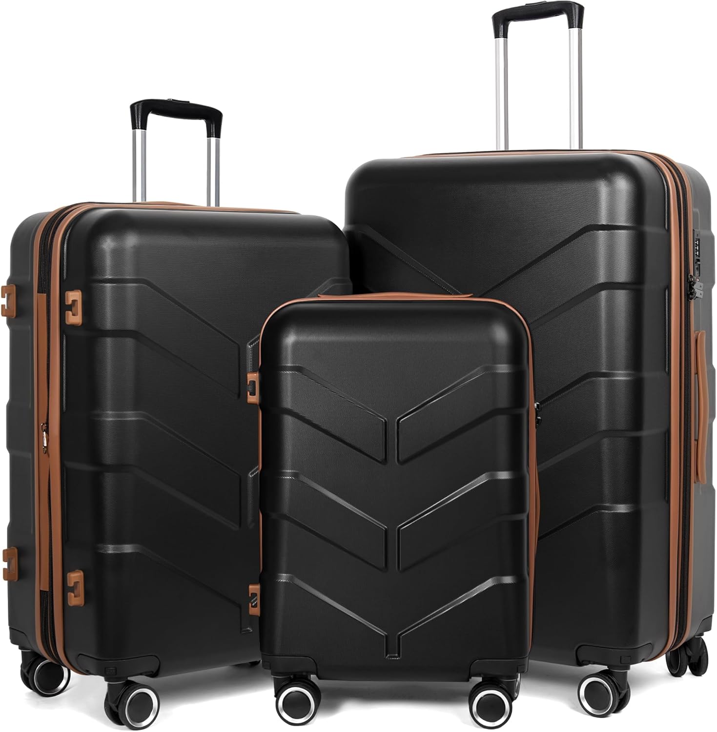Luggage Sets 3 Piece with Spinner Wheel, Hardside Suitcase Set with TSA Lock, Ex...