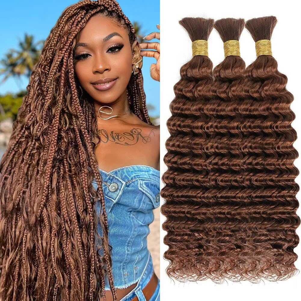 High-Quality Human Braiding Hair, Special Boho Braids, Best Auburn Brown Curly H...