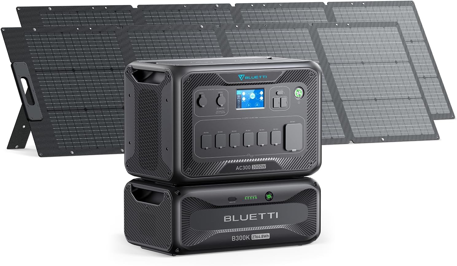 BLUETTI Solar Generator AC300 & B300K Expansion Battery with 2 200W Solar Panels...