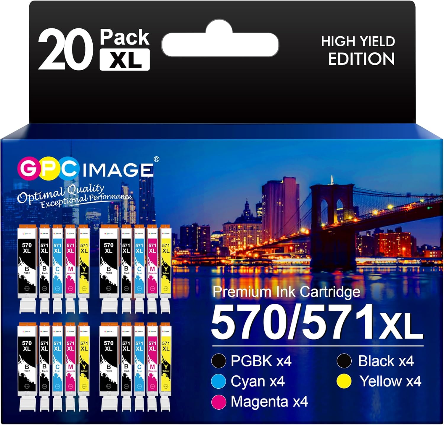 GPC Image 20-Pack Ink Cartridges Replacement for Canon PGI-570XL CLI-571XL Compa...