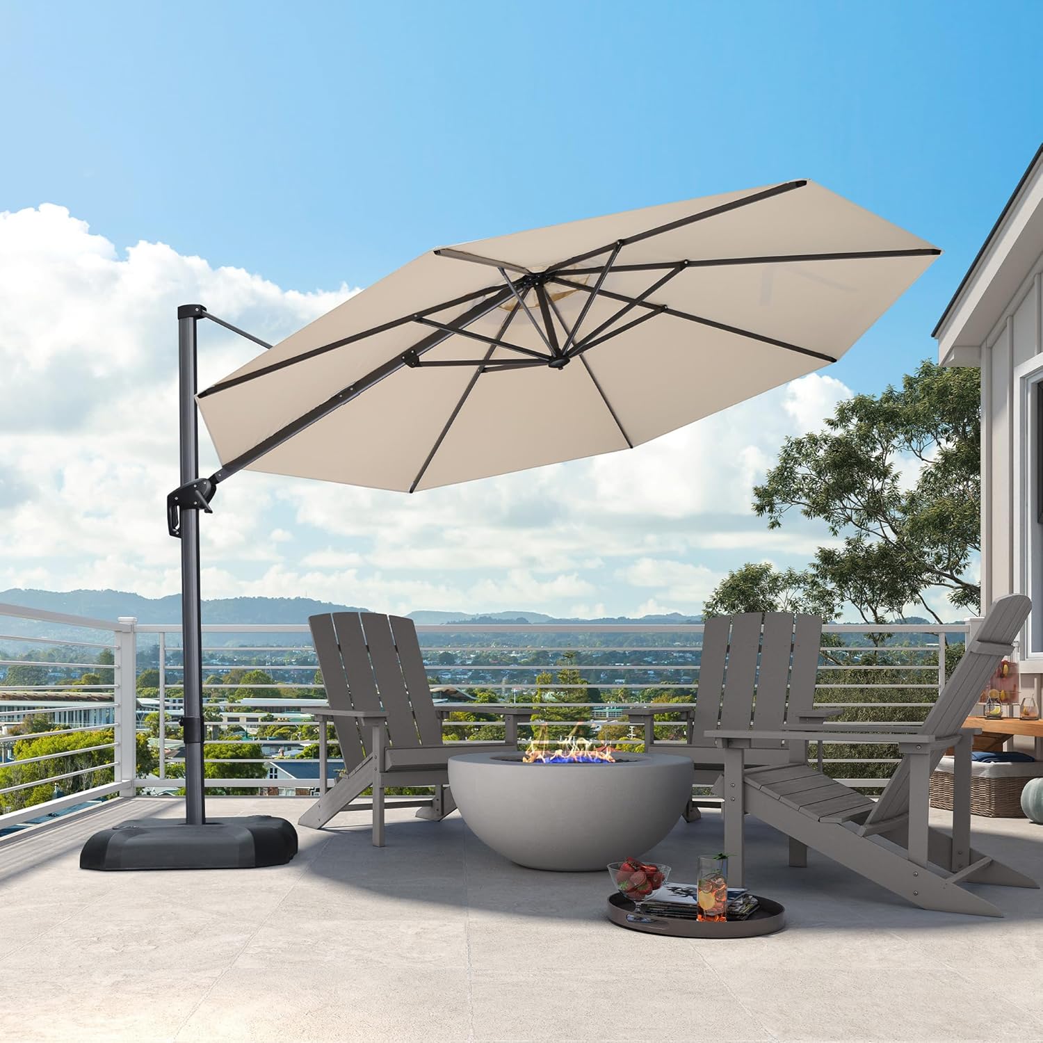PURPLE LEAF 11 Feet Patio Umbrella Outdoor Cantilever Round Umbrella Aluminum Of...