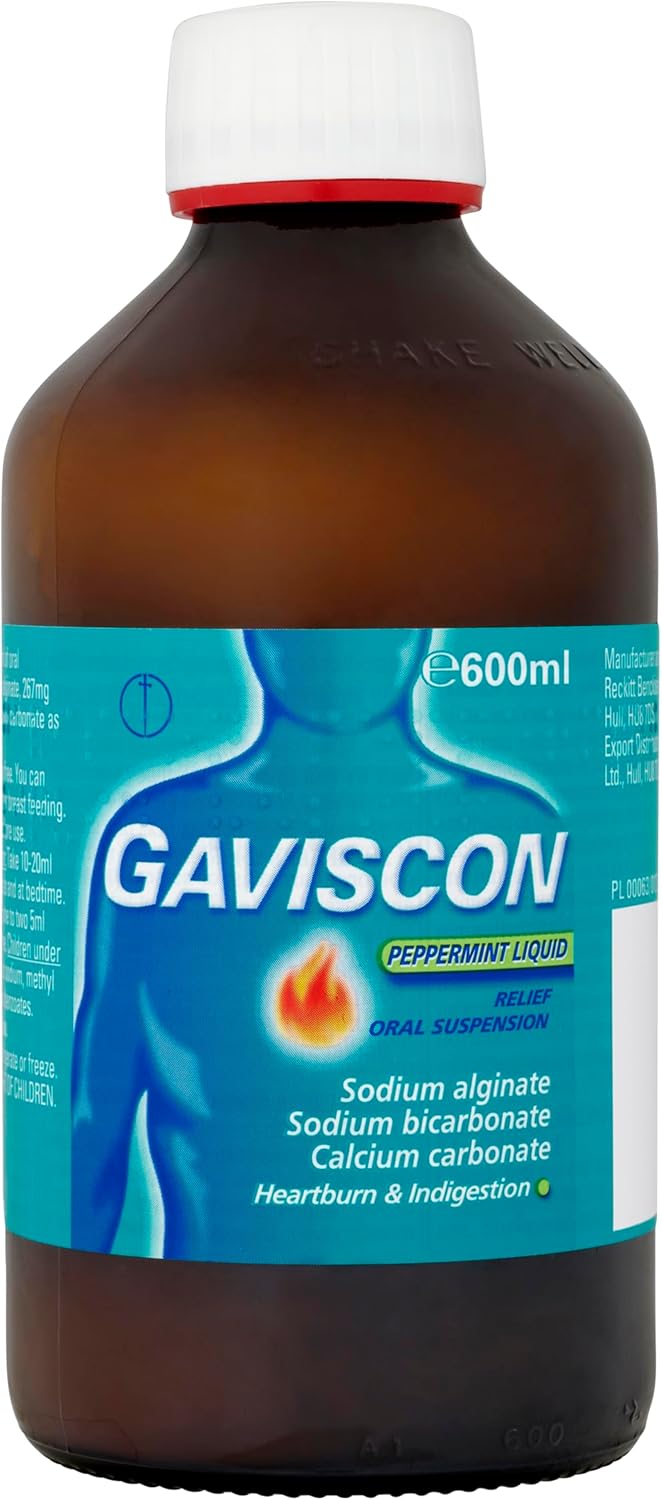 Gaviscon Peppermint Liquid 600 ml - Fast-Acting Heartburn, Indigestion, Acid Ref...