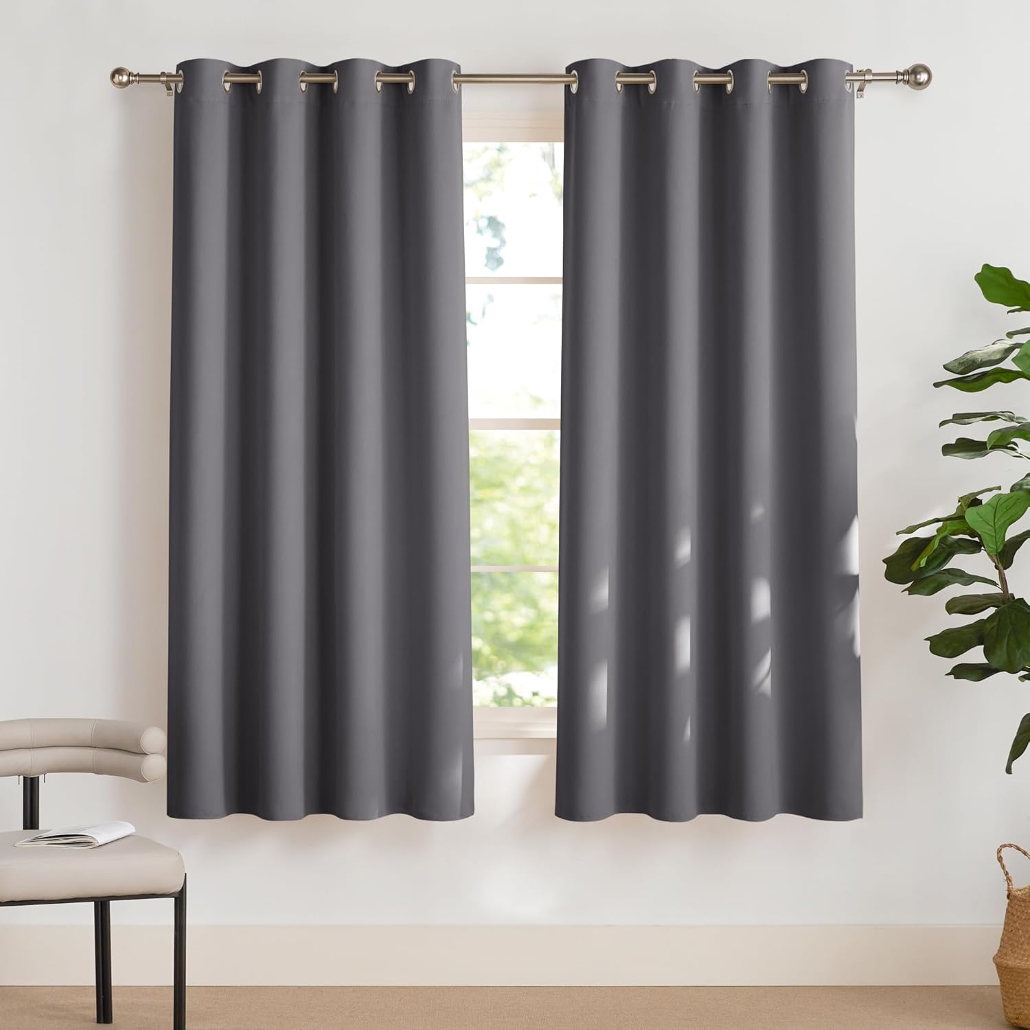 PONY DANCE Eyelet Blackout Curtains, High-Quality Thermal Insulated Short Curtai...