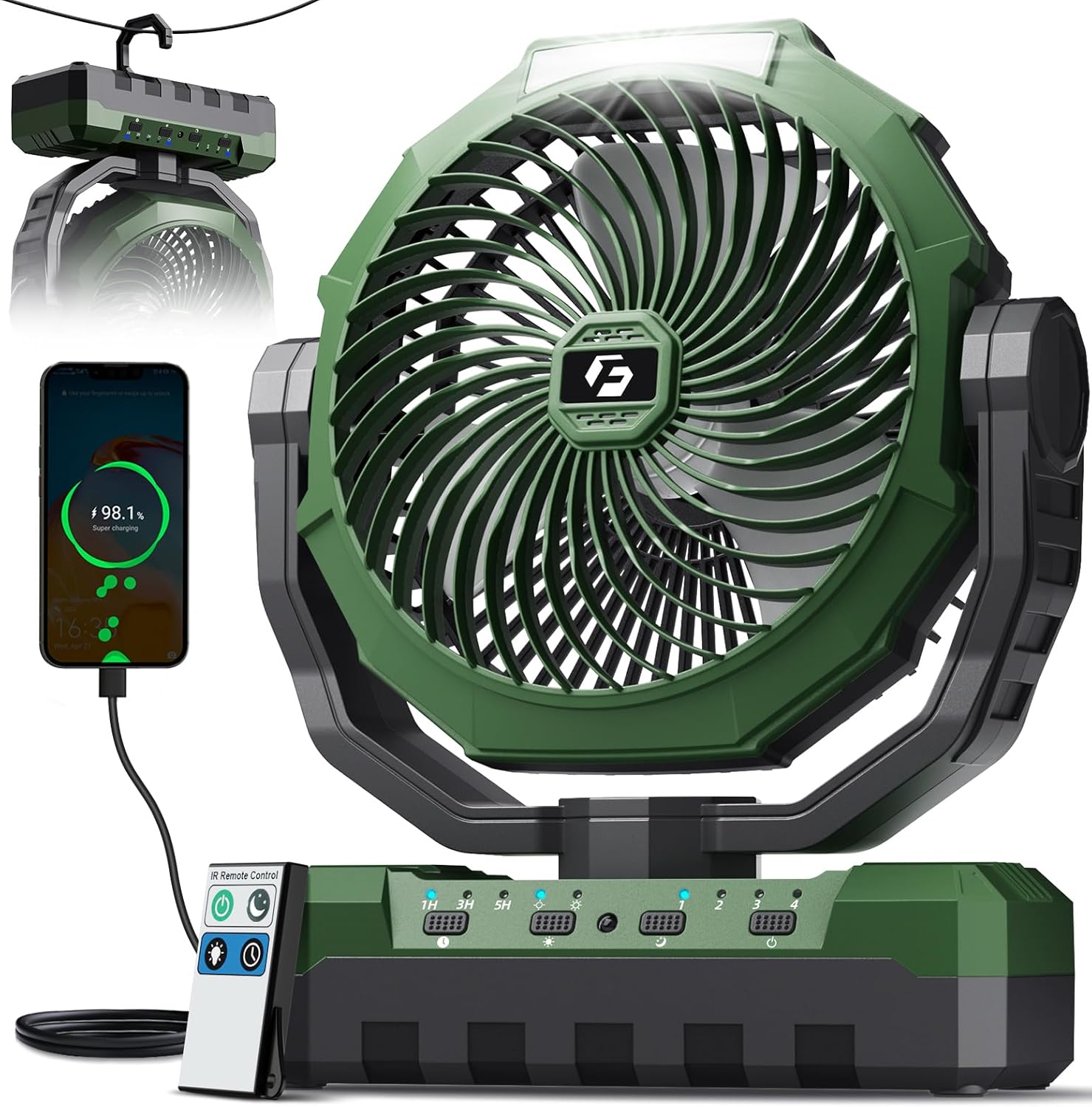 FRIZCOL 3-in-1 Camping Fan - Portable Fans Rechargeable - 24000mAh Battery Power...