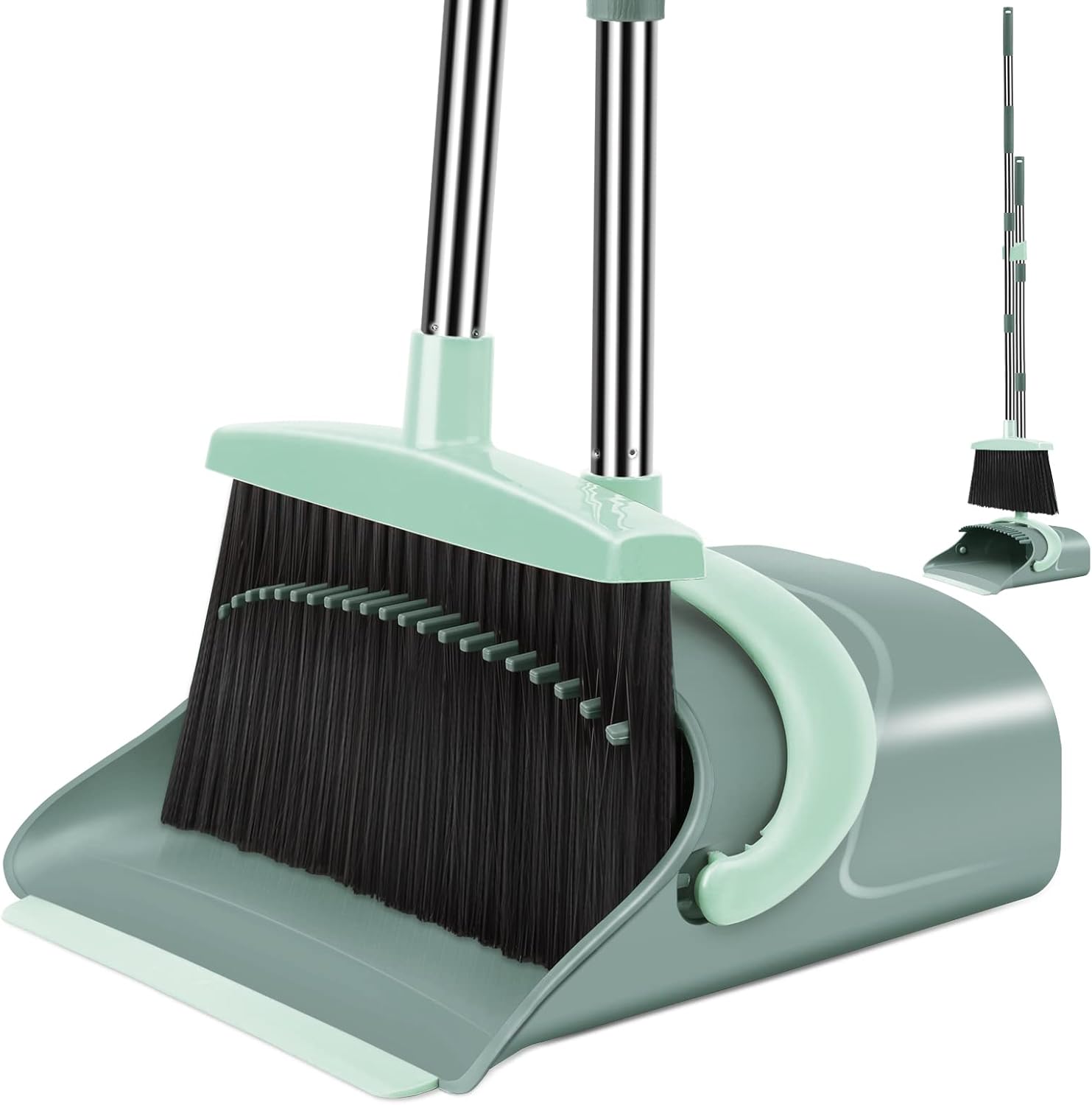 Broom and Dustpan Set for Home, Dust pan with Long Handle, Broom with Dustpan Co...