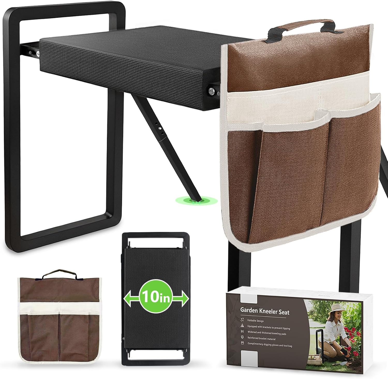 seasky Foldable Garden Kneeling and Seat, Anti-Tipping Gardener Stool Widened Th...