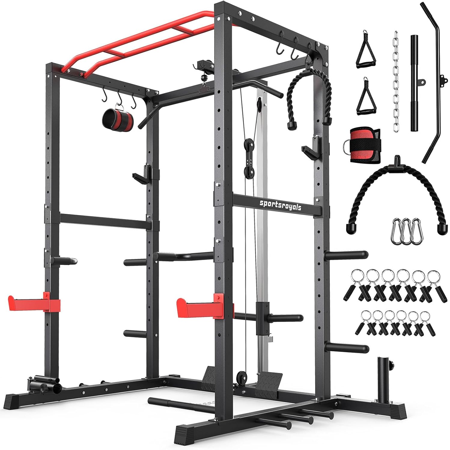 Sportsroyals Power Cage,1600lbs Multi-Function Power Rack with Adjustable Cable...
