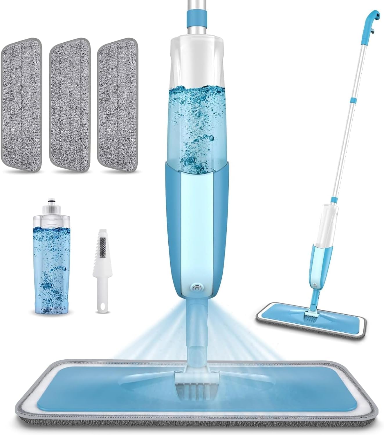 PAPCLEAN Microfibre Spray Mop with 3 Reusable Pads and Refillable Bottle, 360 De...