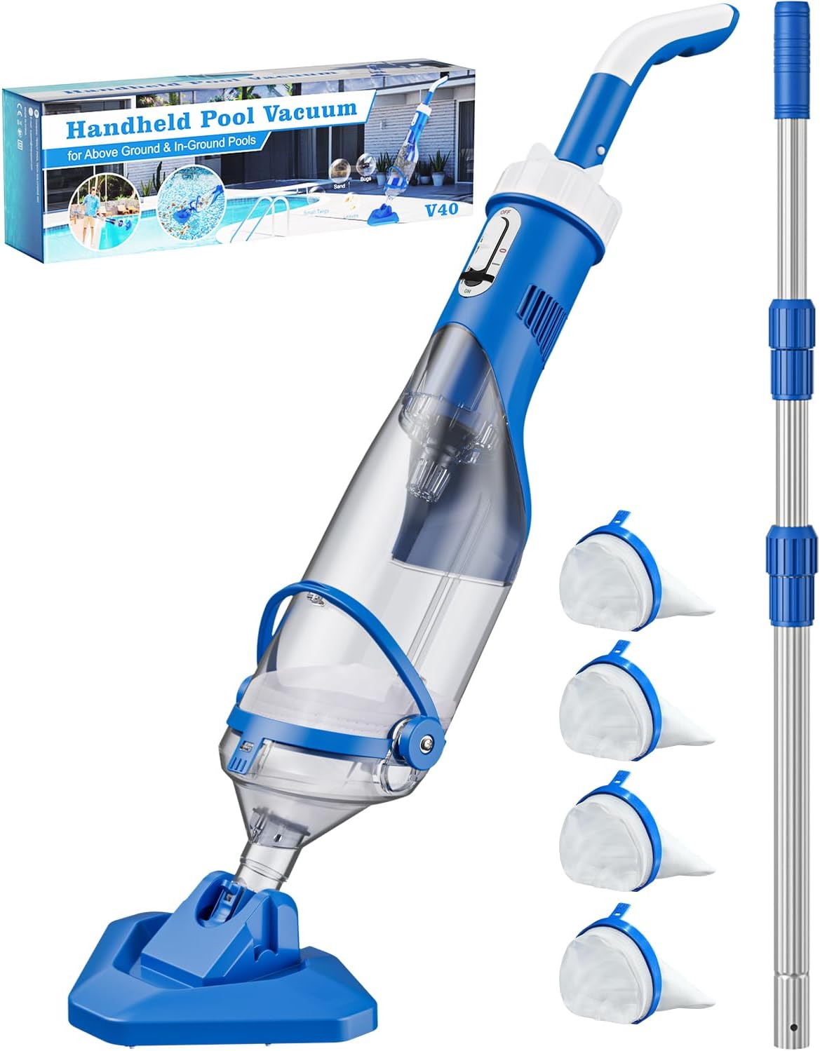 Innovative Cordless Pool Vacuum, Special Telescopic Pole Pool Cleaner, Efficient...