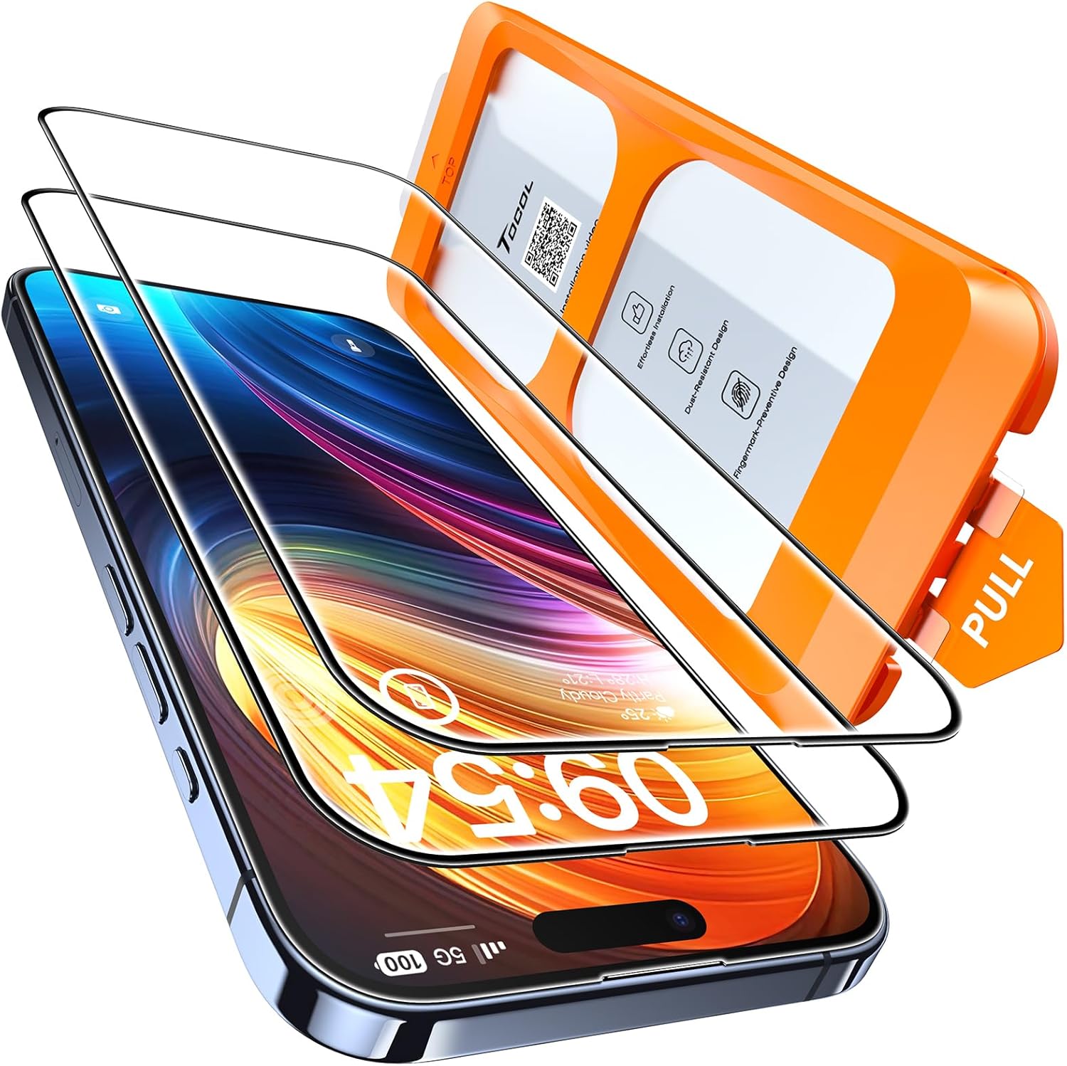 TOCOL for iPhone 15 Screen Protector 9H Hardness Military Grade Shatterproof HD...