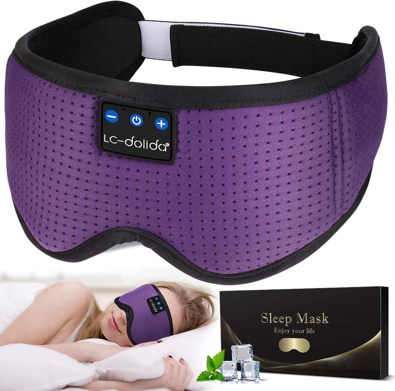 LC-dolida Bluetooth Sleep Mask Headphones, Special 100% Blackout Sleep Headphone...