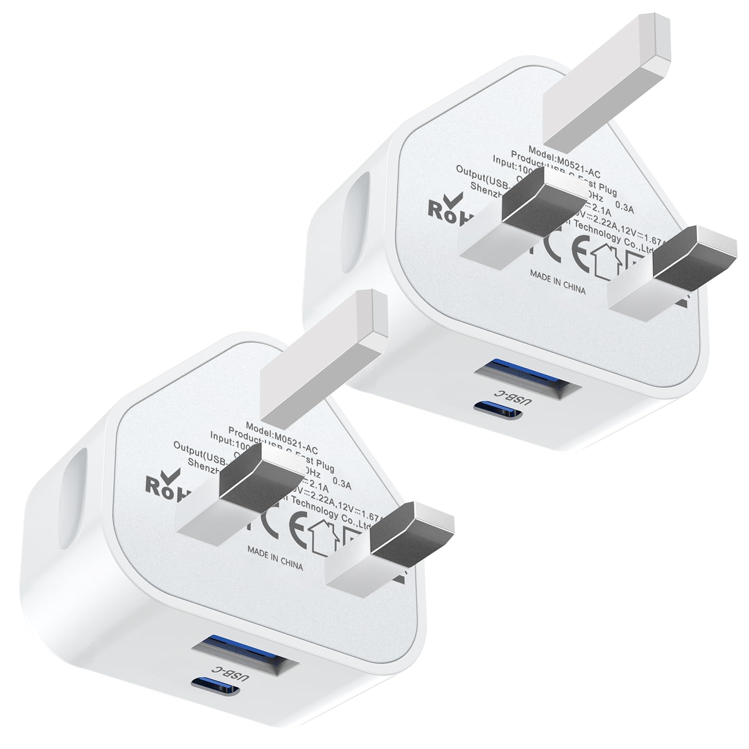 USB C Plug Fast Charge Plug,2 Pack 20W For Apple Watch and iPhone 16/15 Dual Por...