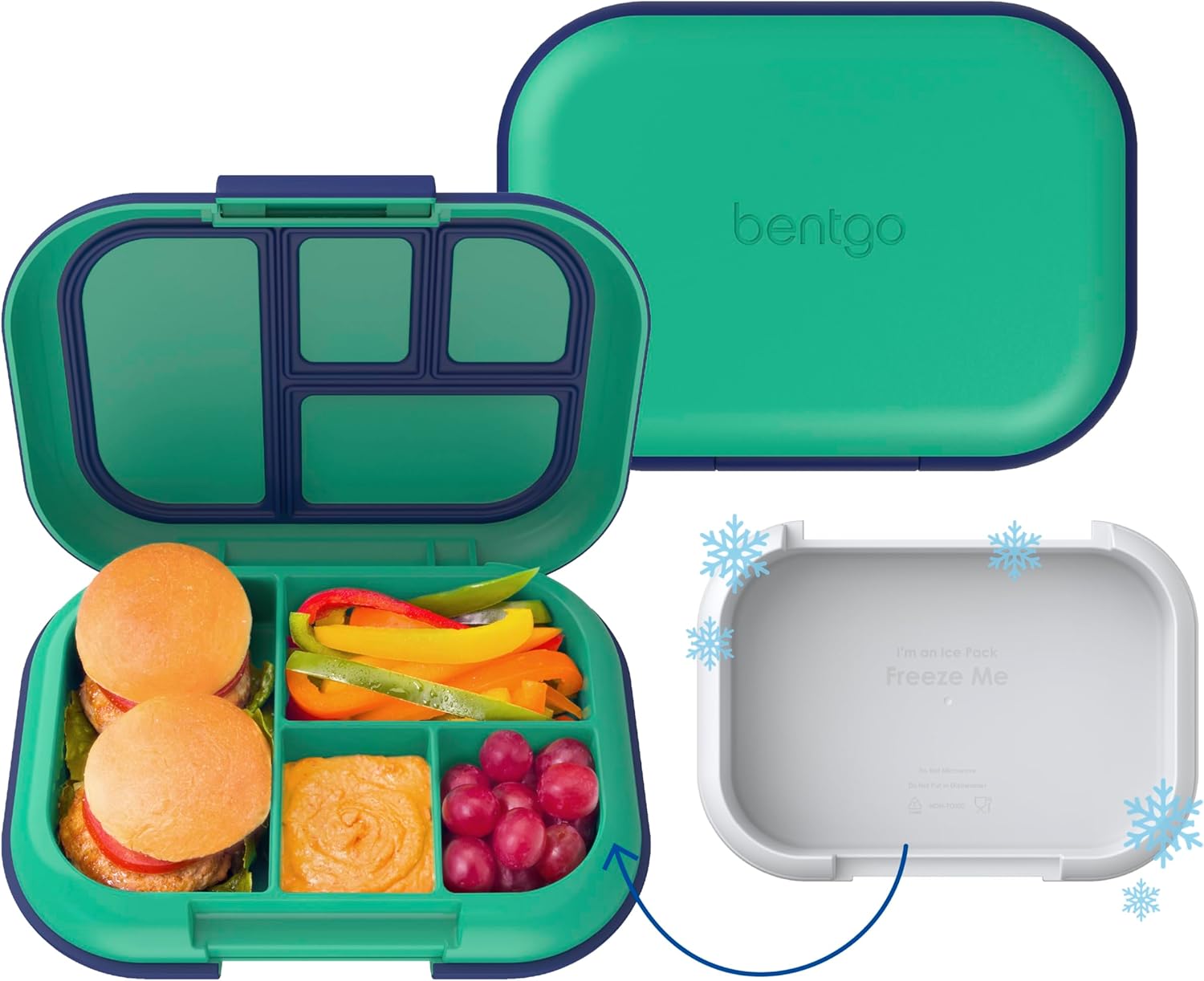 Bentgo Chill Kids Leak-Proof Lunch Box - 4-Compartment Bento Box with Built-In I...