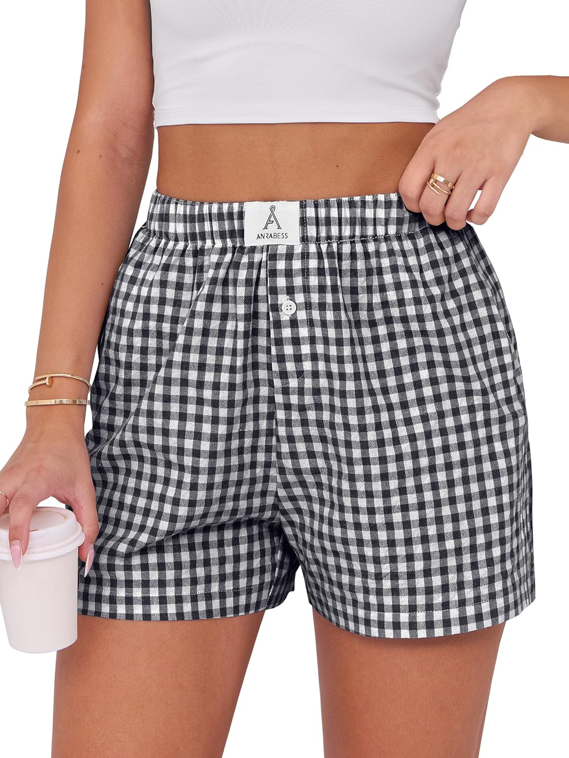 Unique ANRABESS Boxer Shorts for Women, Stylish Summer Lounge Plaid Pajama Short...