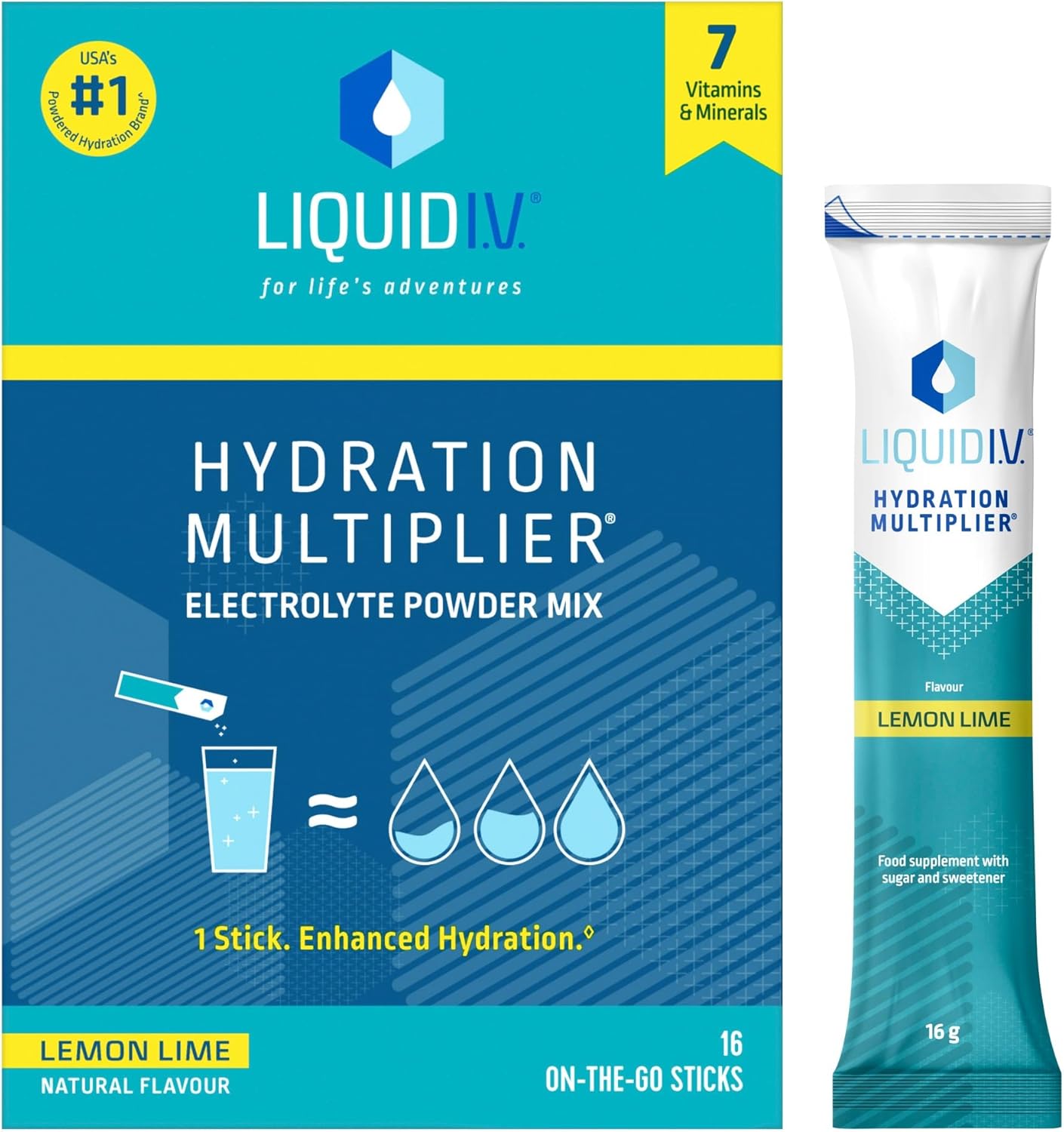 Liquid I.V. Hydration Sachets | Lemon Lime | Electrolyte Powder Mix | 1 Pack (16...