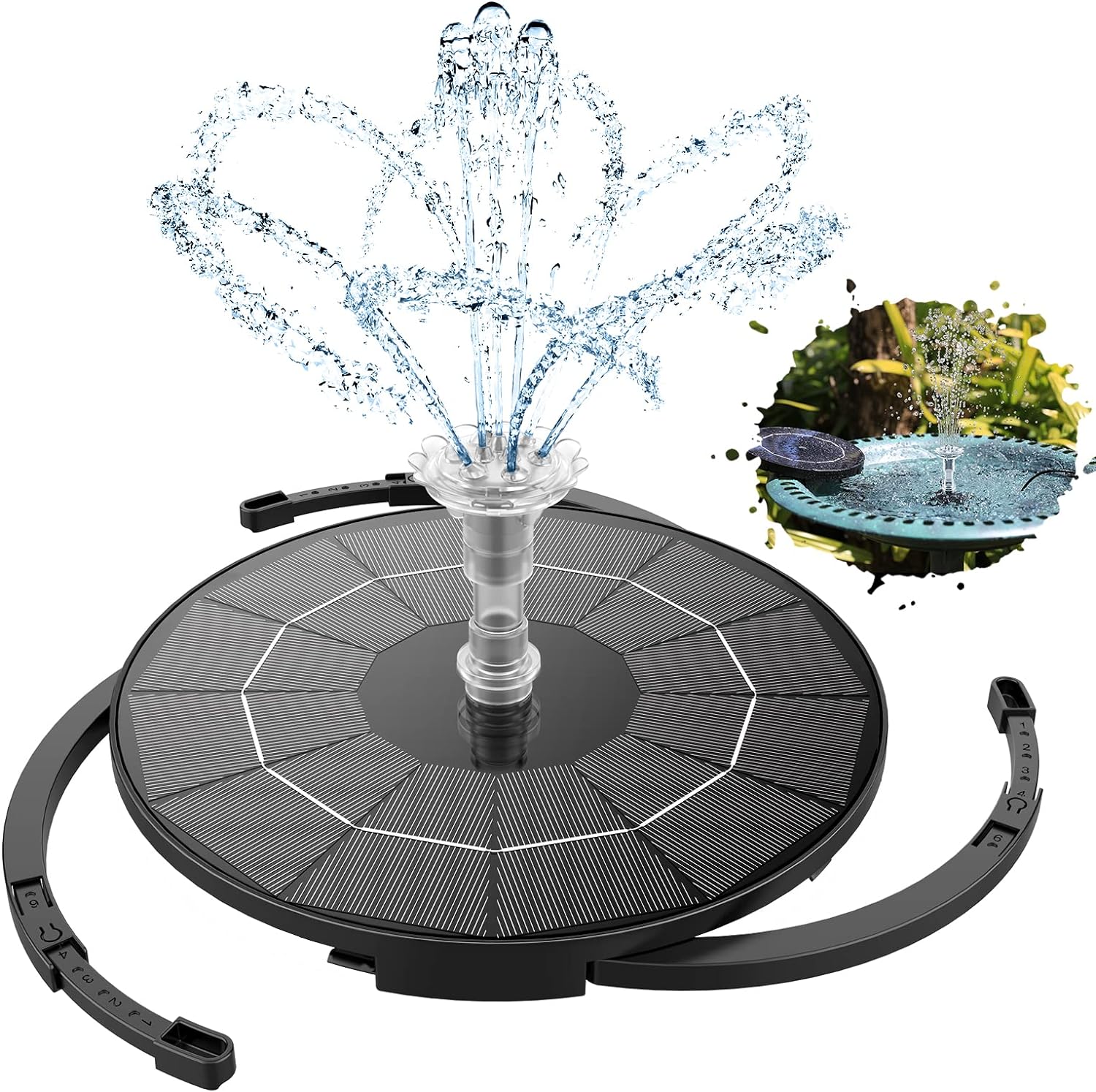 AISITIN Solar Fountain 3.5W Solar Water Feature Round Split Stand Individually F...