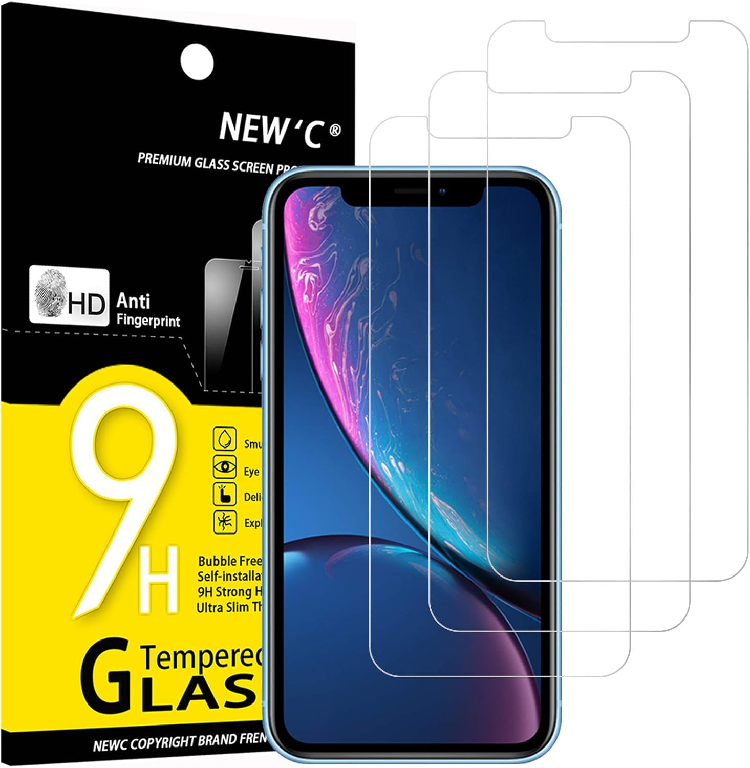 NEW'C 3 Pack Designed for iPhone 11 and iPhone XR Screen Protector (6.1"), Enhan...