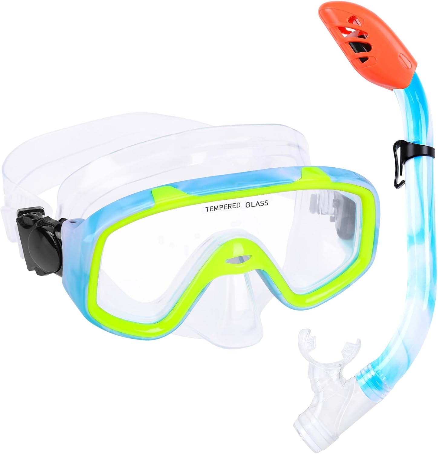 KUYOU Kids Snorkel Set Dry Top Snorkeling Gear,180°Panoramic Wide View Swimming...