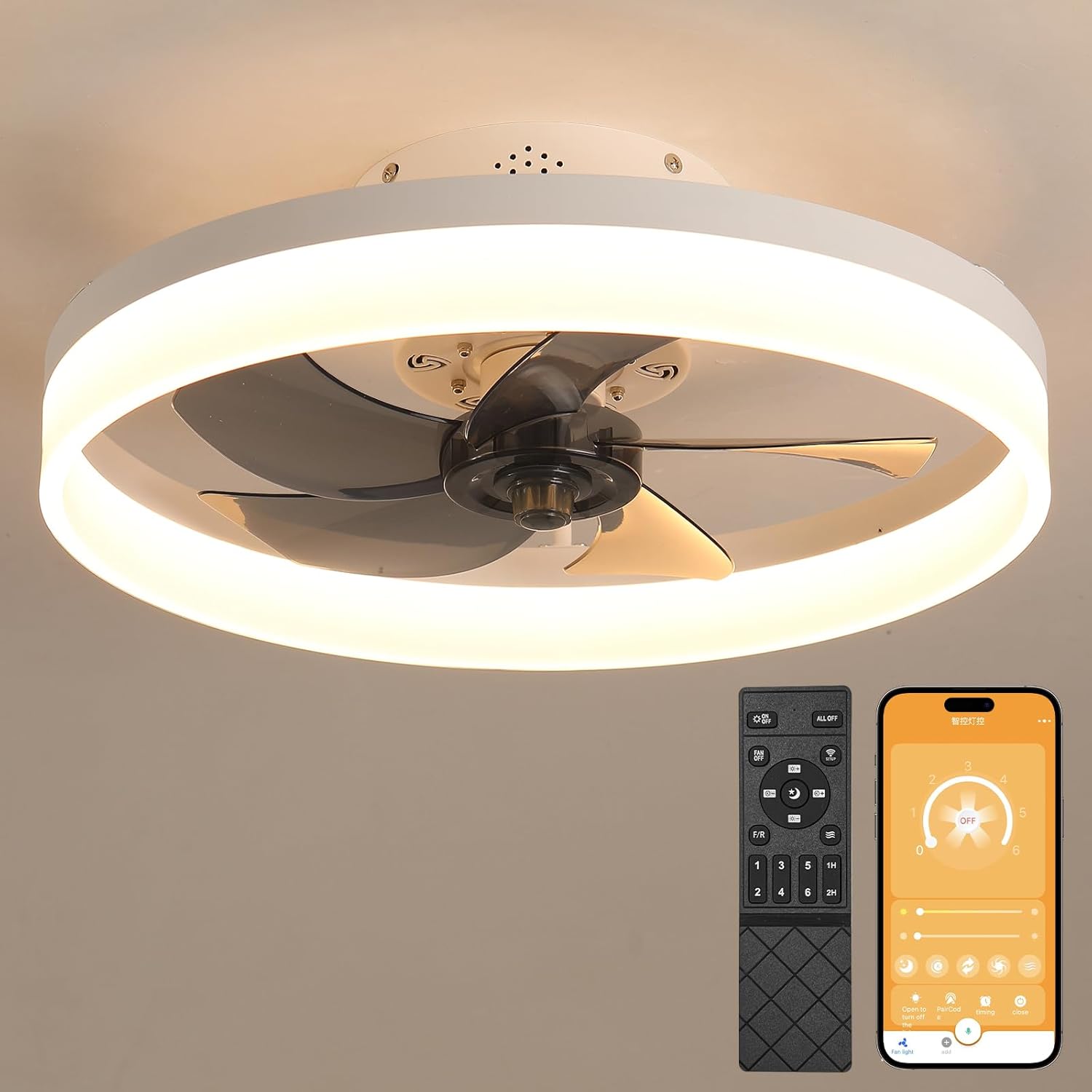MOSSCO Ceiling Fans, Special Ceiling Fan with Lights and Remote, Innovative LED...