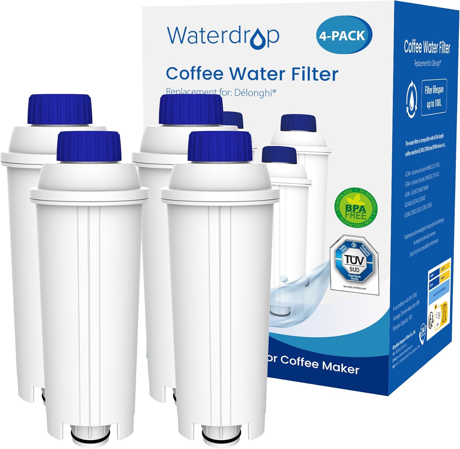 Waterdrop Coffee Filter, Replacement for De'Longhi® Water Filter DLSC002, ECAM,...