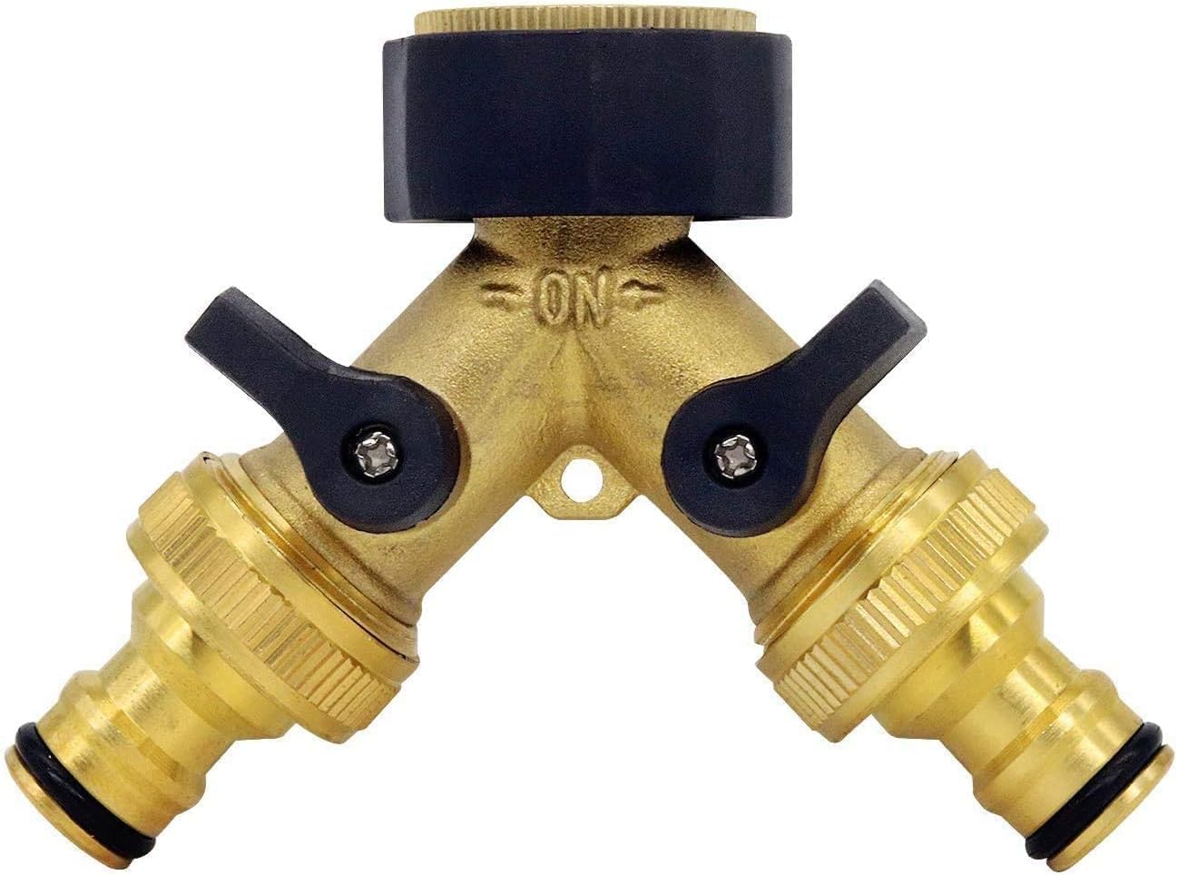 2 Way Brass Tap,Garden Hose Splitter, Y Valve, Two Way Brass Tap Manifold Brass...