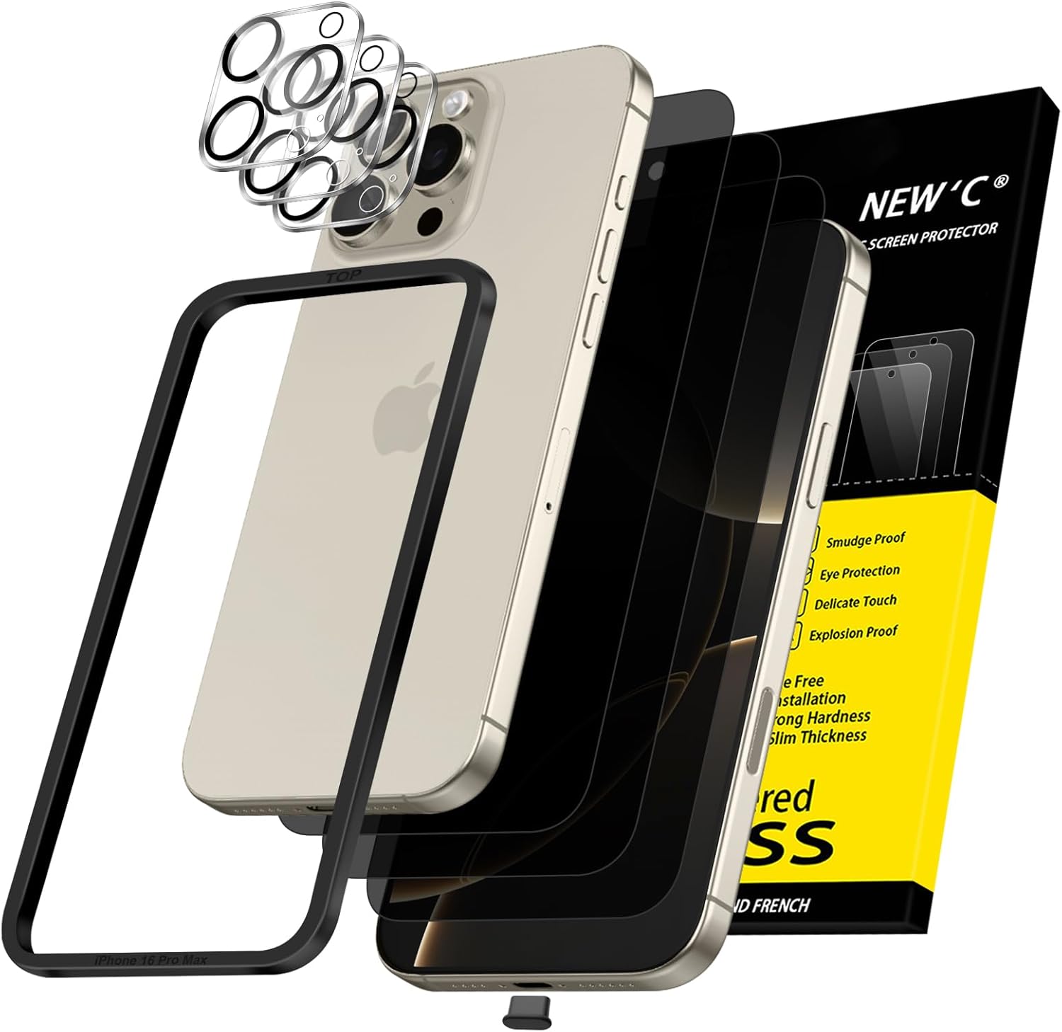 NEW'C Privacy Screen Protector for iPhone 16 Pro Max, High-Quality 3x Screen and...