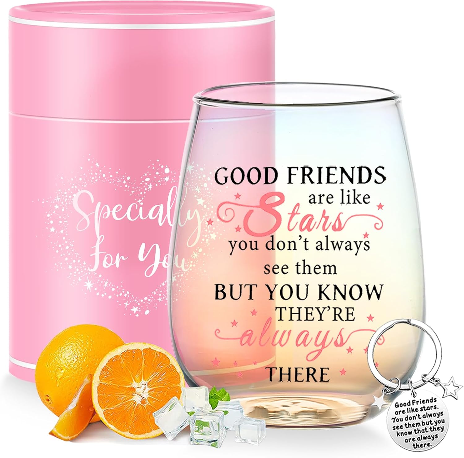 Yalucky Friendship Gifts for Women Wine Glasses Drinking Personalised Birthday G...