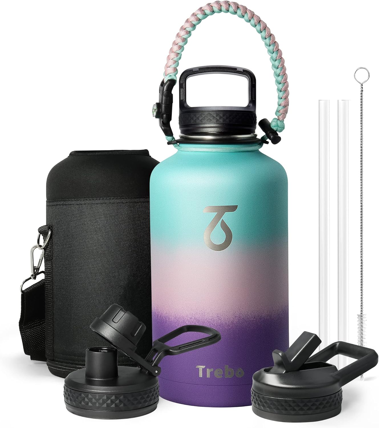 Trebo Stainless Steel Water Bottle 2L, Wide Mouth Insulated Water Bottle Double...