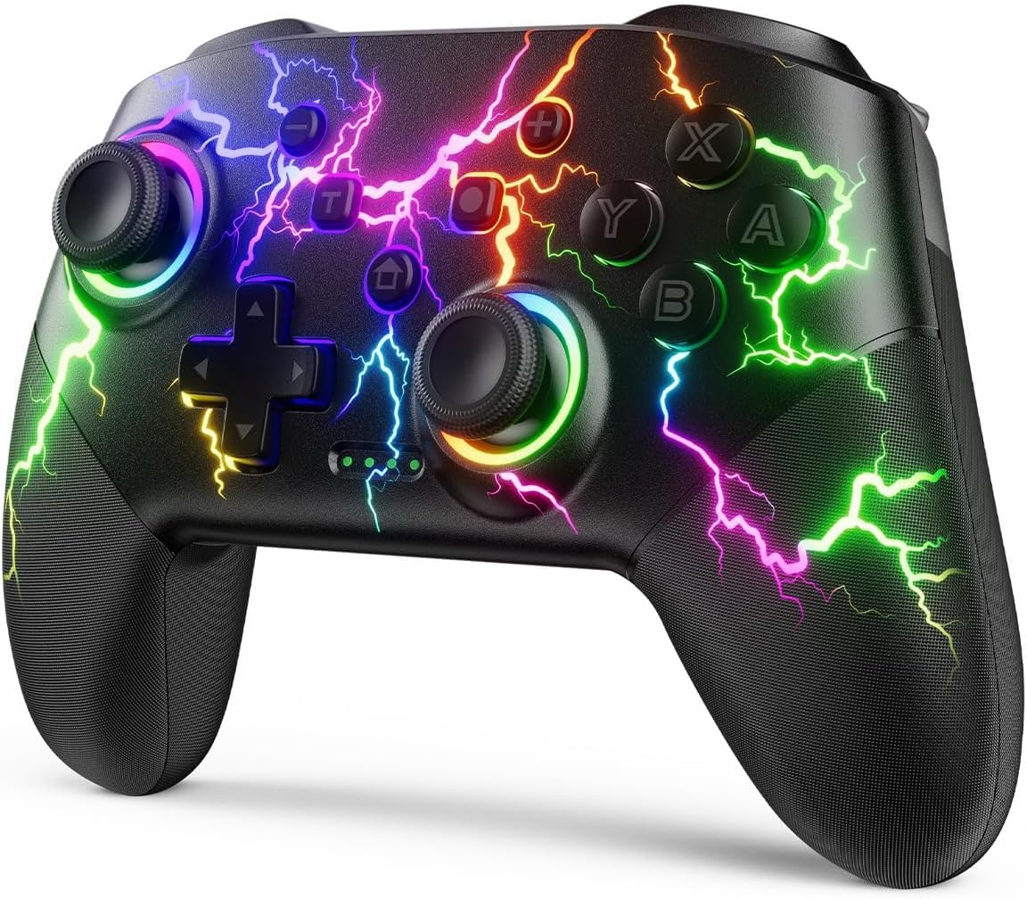 VOYEE Switch Controller Compatible with Switch/Lite/OLED/PC Windows, RGB Lightni...