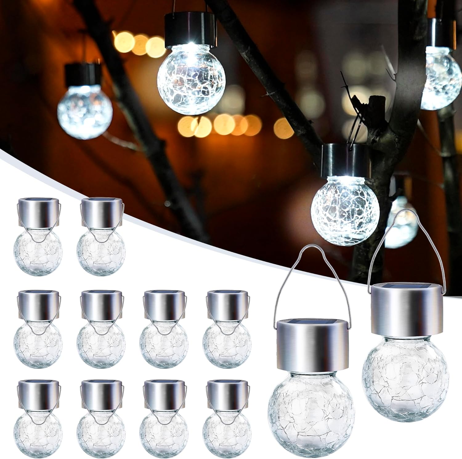 GIGALUMI 12 Pack Solar Outdoor Lights, Special Solar Hanging Lights for Christma...
