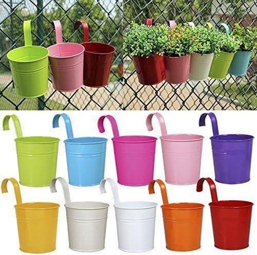 OGIMA 10 x Metal Iron Flower Pot Vase Hanging Balc...