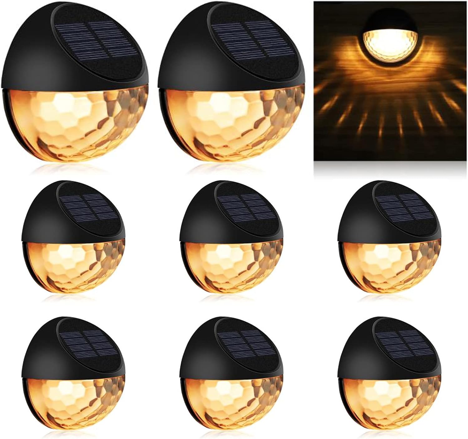 KMASHI Solar Fence Lights - Warm White (8Pack) for Garden, Fence, Patio Use Size...