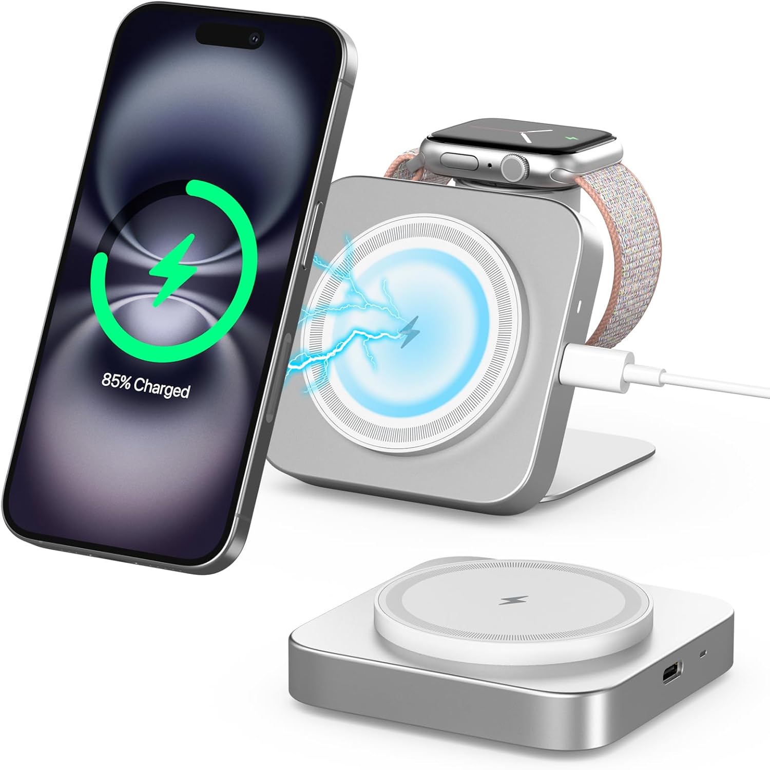 Mini for MagSafe Charger Stand for Apple,2 in 1 Foldable Magnetic Wireless Charg...