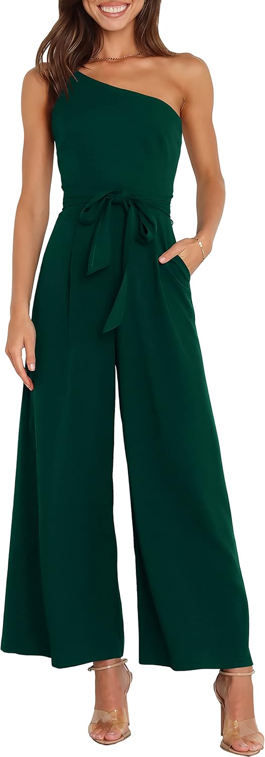 Trendy ANRABESS Women Summer Jumpsuits, Fashionable Dressy One Shoulder Sleevele...