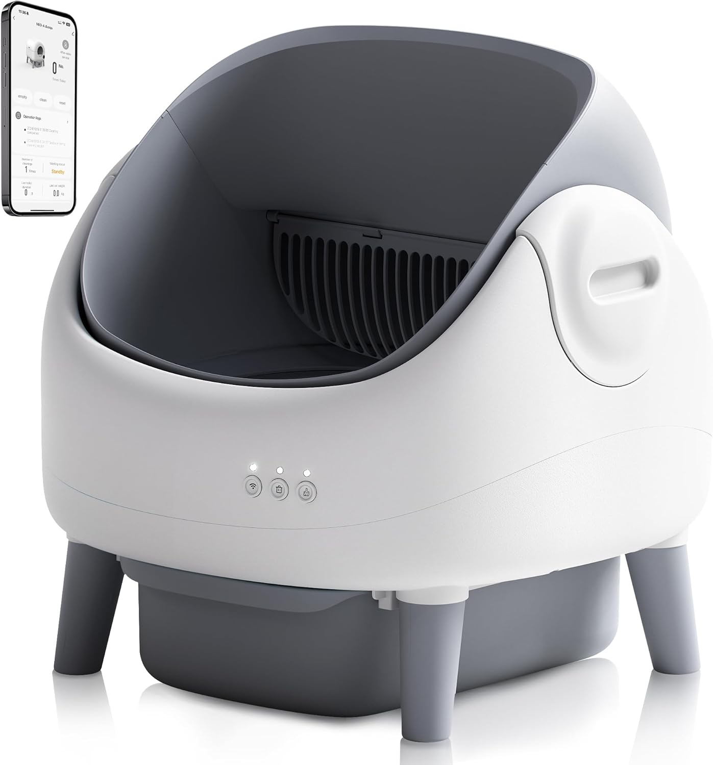 Open-Top Self Cleaning Litter Box, Automatic Cat L...