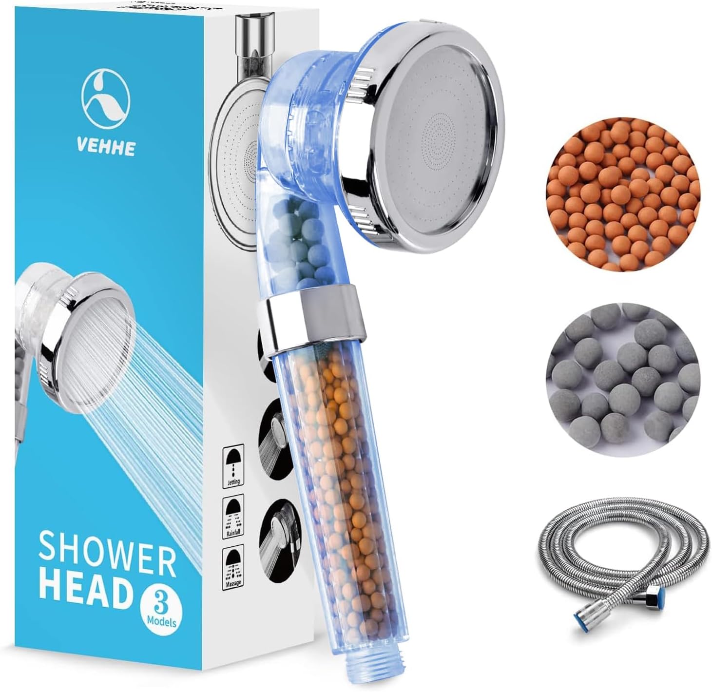 High-Quality VEHHE Shower Head, Special Power Filter Ionic Shower for High Press...