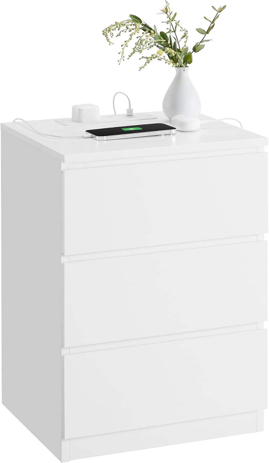 VASAGLE KAILYN Collection - Bedside Table with Power Strip, Side End Table with...