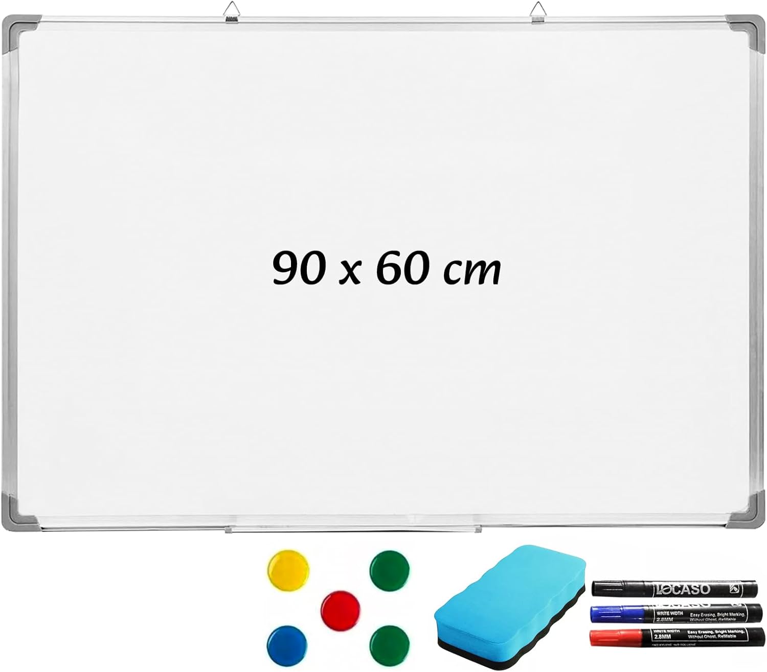 Magnetic White Board Dry Wipe 90 x 60 cm Aluminium Frame Whiteboard for Walls in...