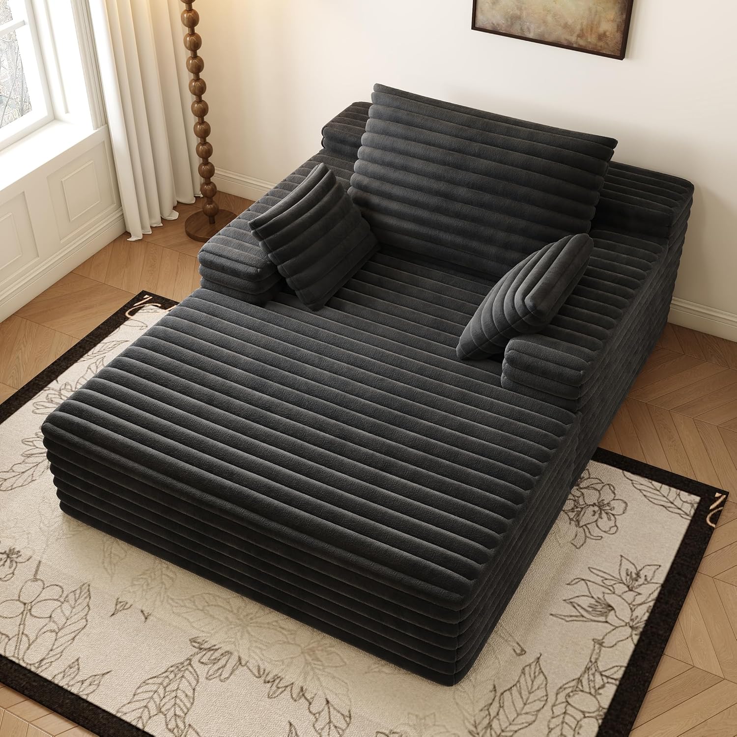 Oversized Chaise Lounge Chair Indoor,51"W Upholstered Sofa Bed,No Assembly Requi...