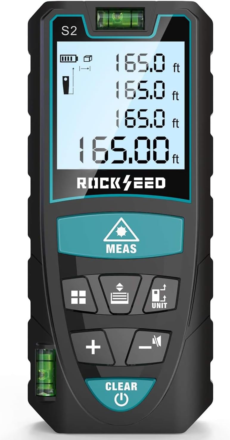 Laser Measure 100M/328ft,RockSeed Digital Laser Distance Meter with 2 Bubble Lev...